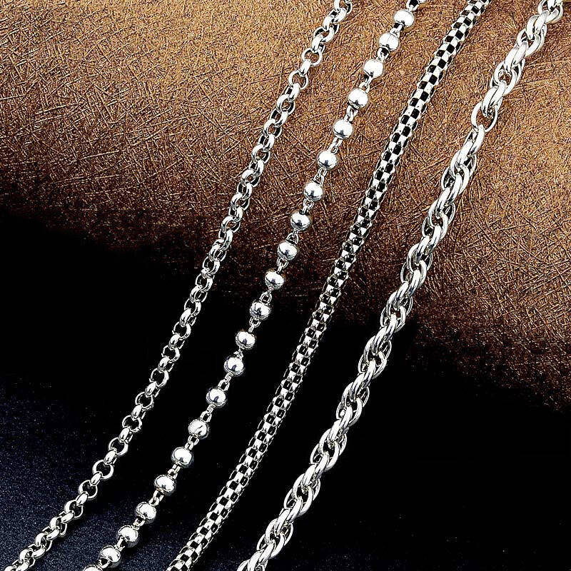 芭丽娜925银元宝链男士韩版粗款项链 日韩平安纹链男款霸气配链银饰 a