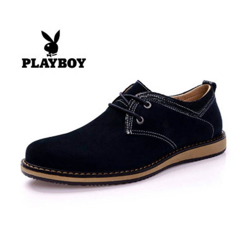 花公子休闲鞋 反绒皮男鞋 韩版时尚男士板鞋 英伦潮流休闲鞋子 深蓝色