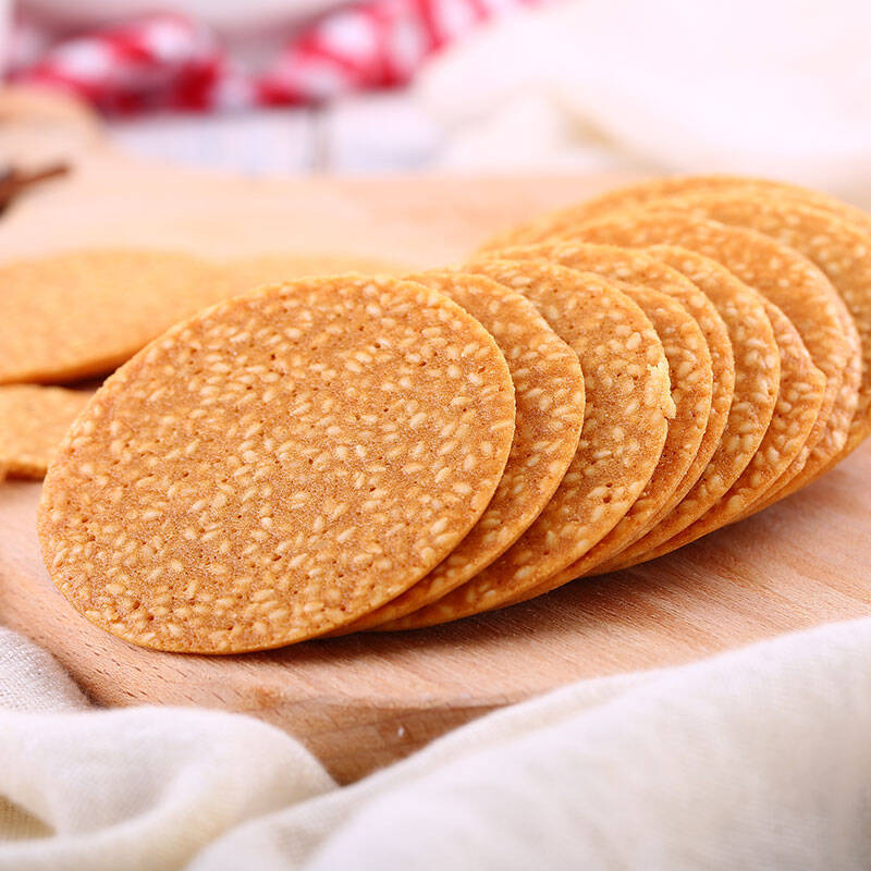 百草味 休闲零食小吃 薄脆饼干 手工芝麻味脆饼320g