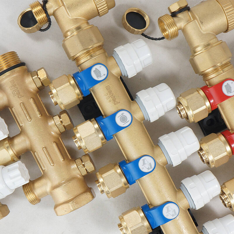 menred曼瑞德地暖分水器-双调节-全部黄铜一体锻造主管--a7s新款系列