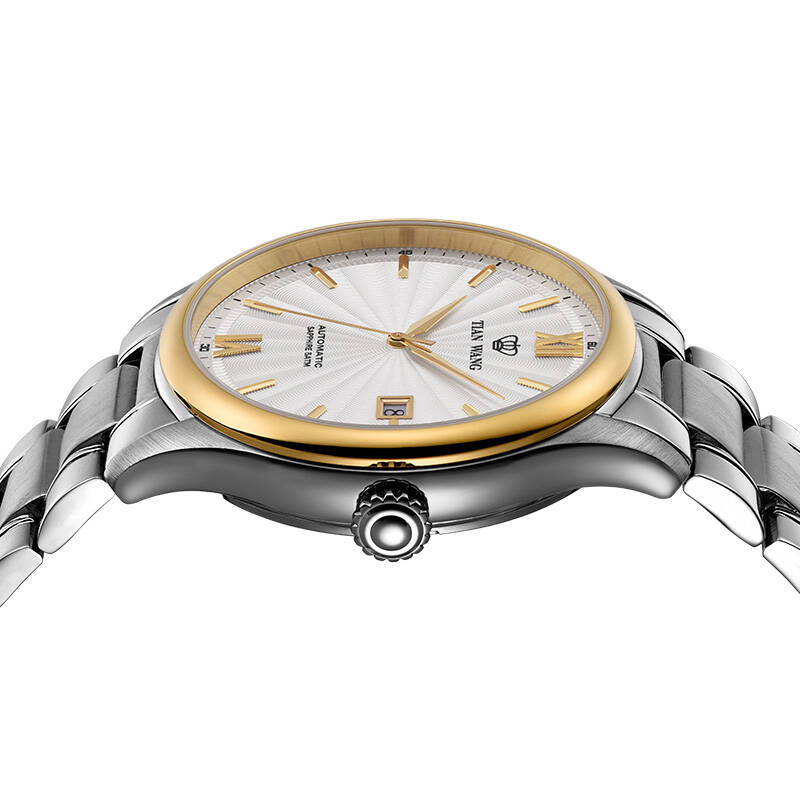 天王表(tianwang)手表 钢带机械男表金色gs5909t/d