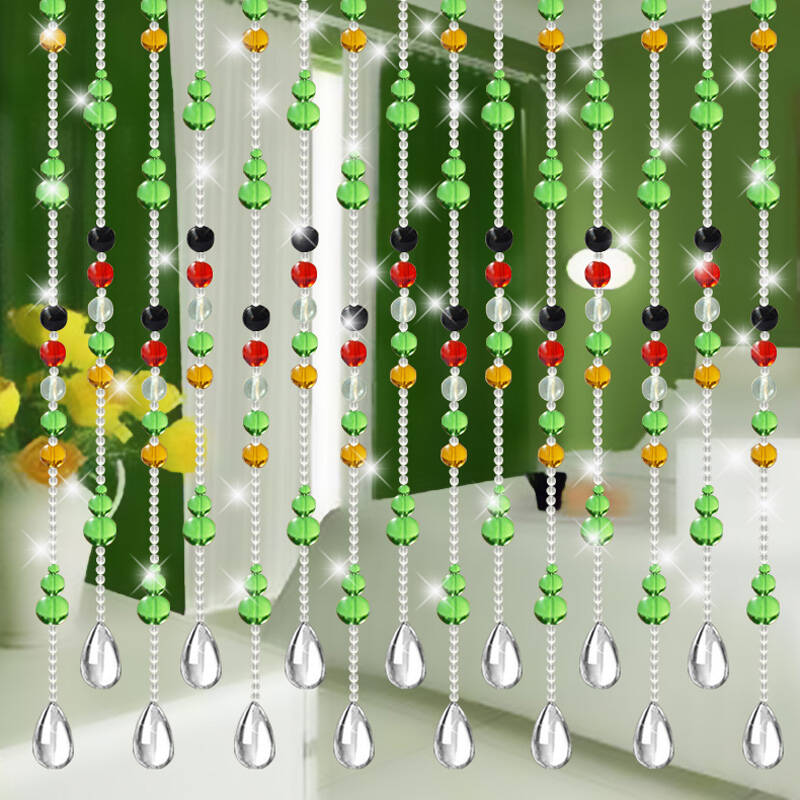 心思恋珠帘水晶帘成品门帘玄关客厅田园装饰挂帘五行屏风帘 绿色