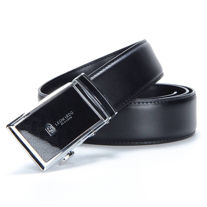 利奥纳多leonardo男士皮带牛皮休闲商务百搭自动扣腰带 黑色