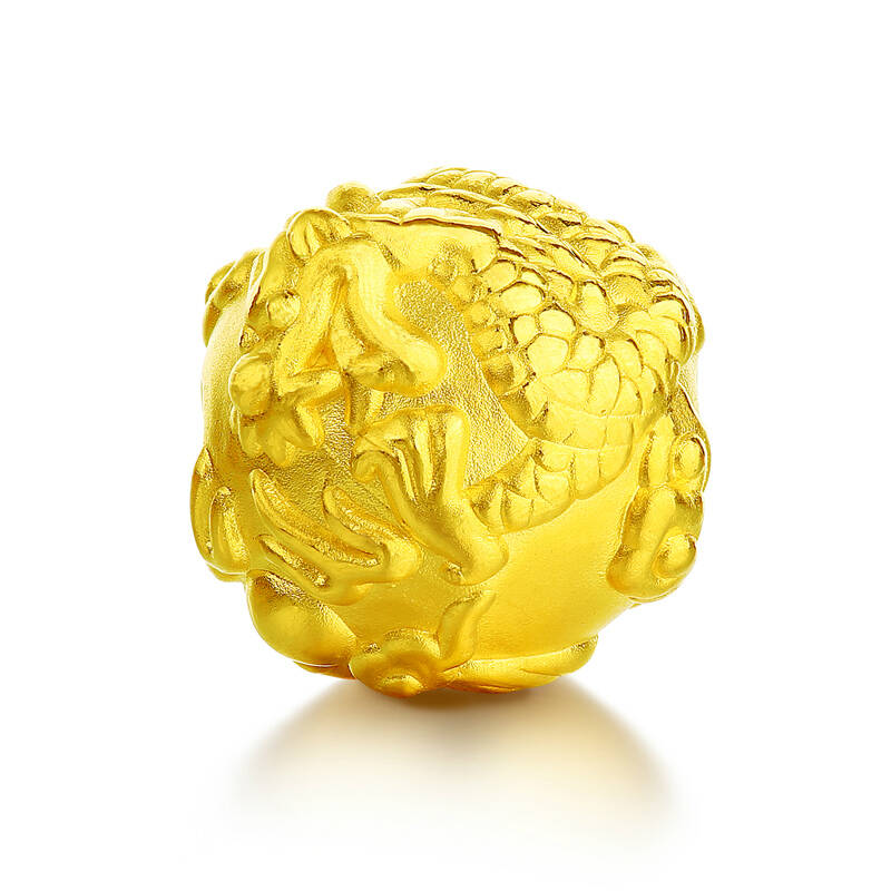 3d硬金999千足金金珠黄金转运珠纯金路路通diy手串男款男士手链龙珠