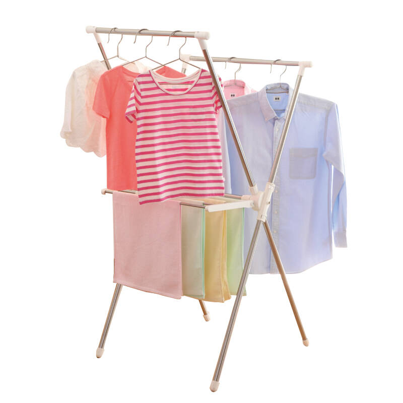 爱丽思iris 落地式折叠双杆室内免安装x型不锈钢晒被架晾衣架cls-680