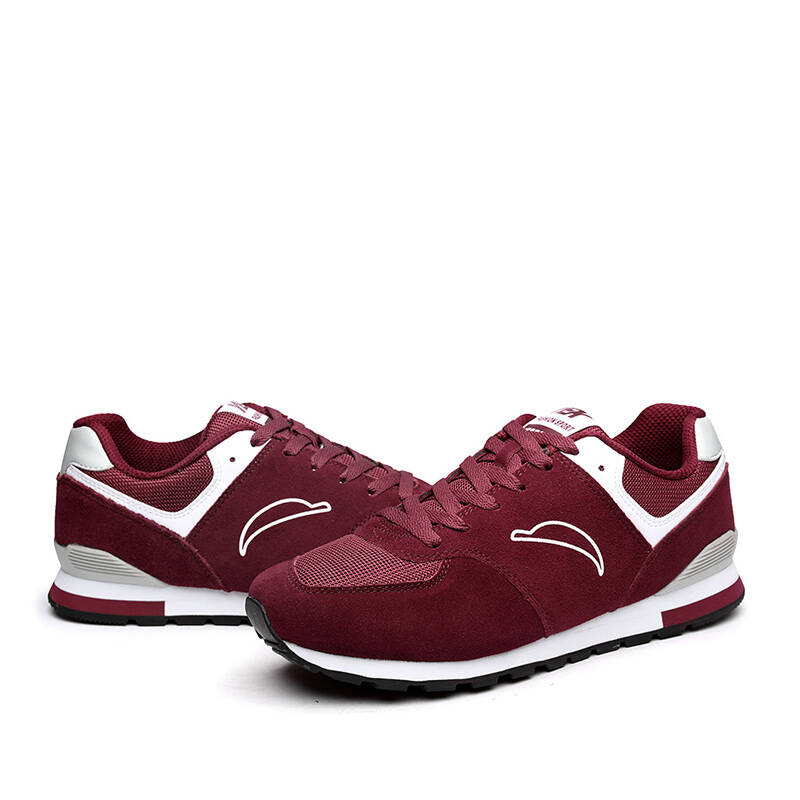 意尔康运动鞋轻便舒适跑步男鞋日常运动休闲旅游鞋5315887 暗红/白 42