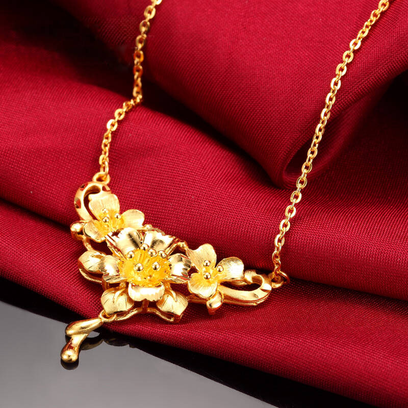 赛菲尔 足金吊坠 婚庆黄金项链(套链)花朵黄金吊坠 花田喜事