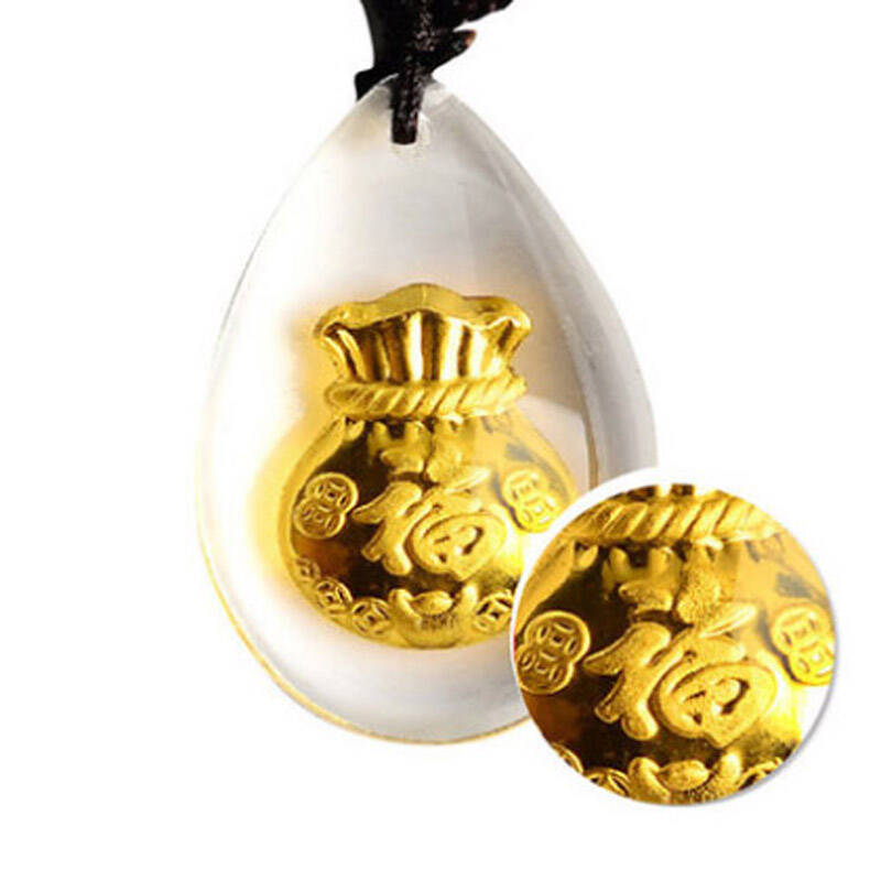 臻汇银人工合成水晶挂坠 福袋钱袋 男女项链情侣吊坠