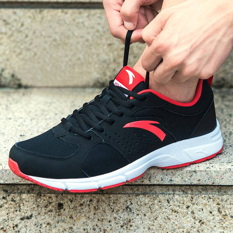 安踏男鞋跑步鞋2016新款秋冬季休闲网面学生慢跑鞋旅游鞋运动鞋 -5黑