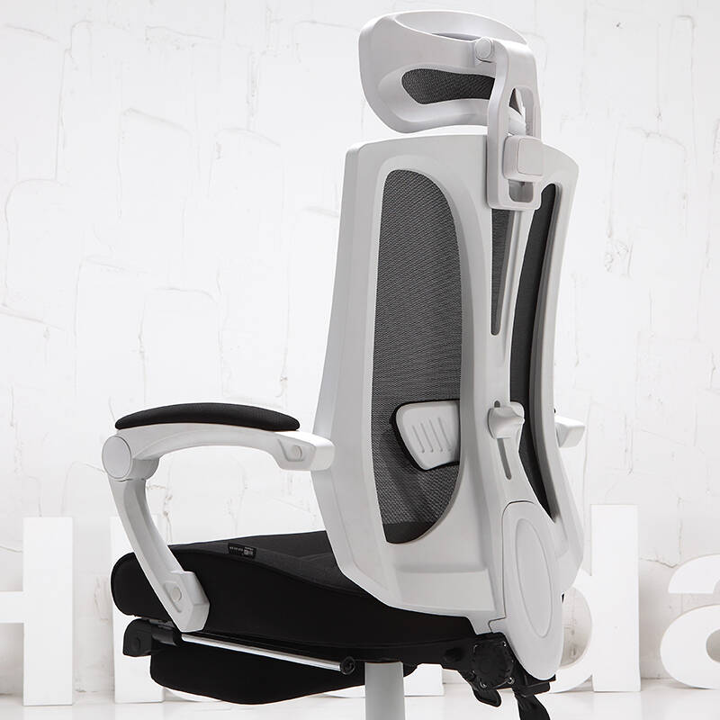 黑白调电脑椅子 办公椅可躺电竞椅转椅游戏椅 白色(脚托)