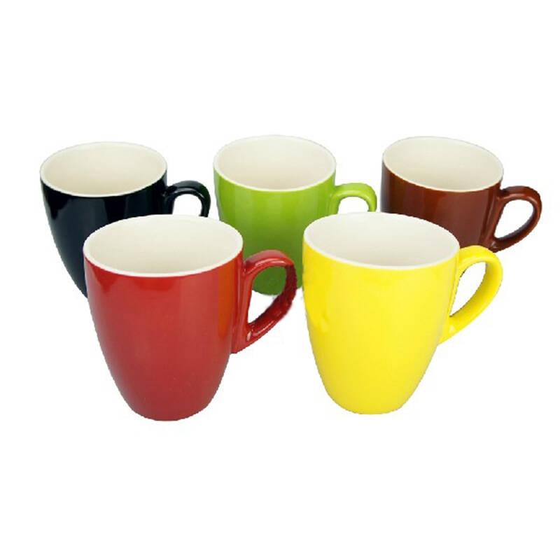 yami亚米 时尚咖啡杯 五彩色釉杯 韩国设计拿铁马克咖啡杯 300cc 黄色