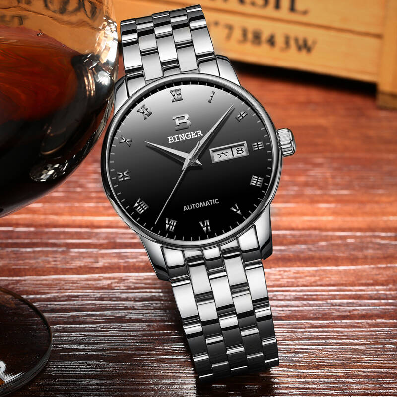 宾格(binger)手表男表全自动机械表男士手表商务休闲简约防水 c104a