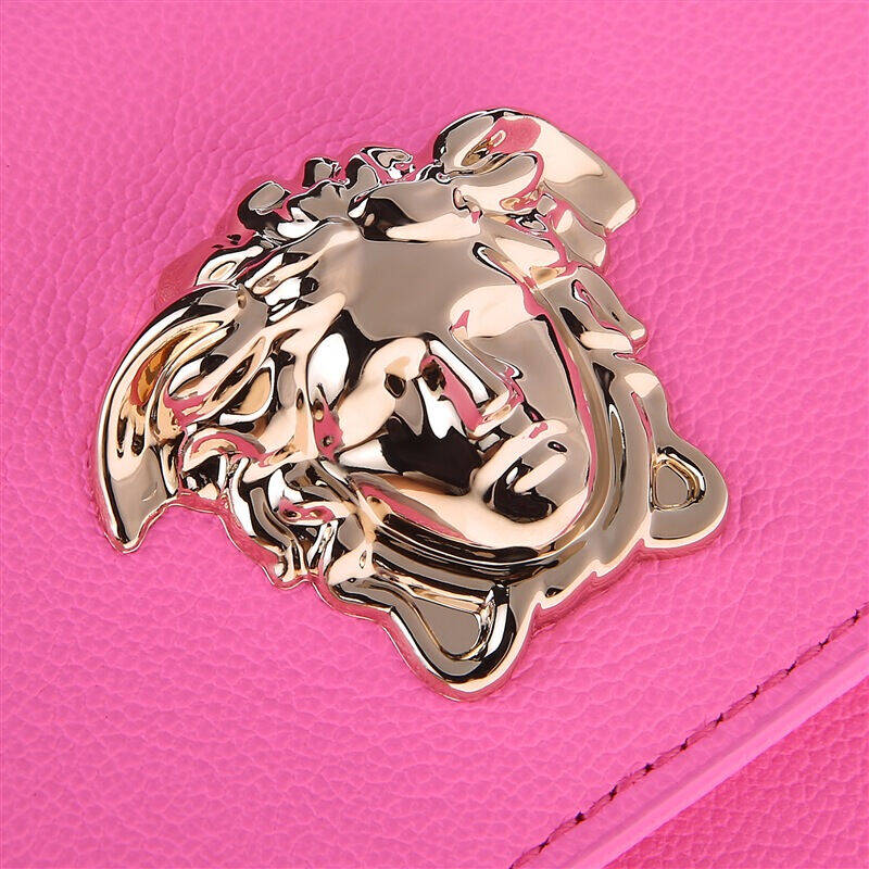 versace 范思哲 女士粉色牛皮压纹美杜莎头像金属肩带手拿肩背斜挎