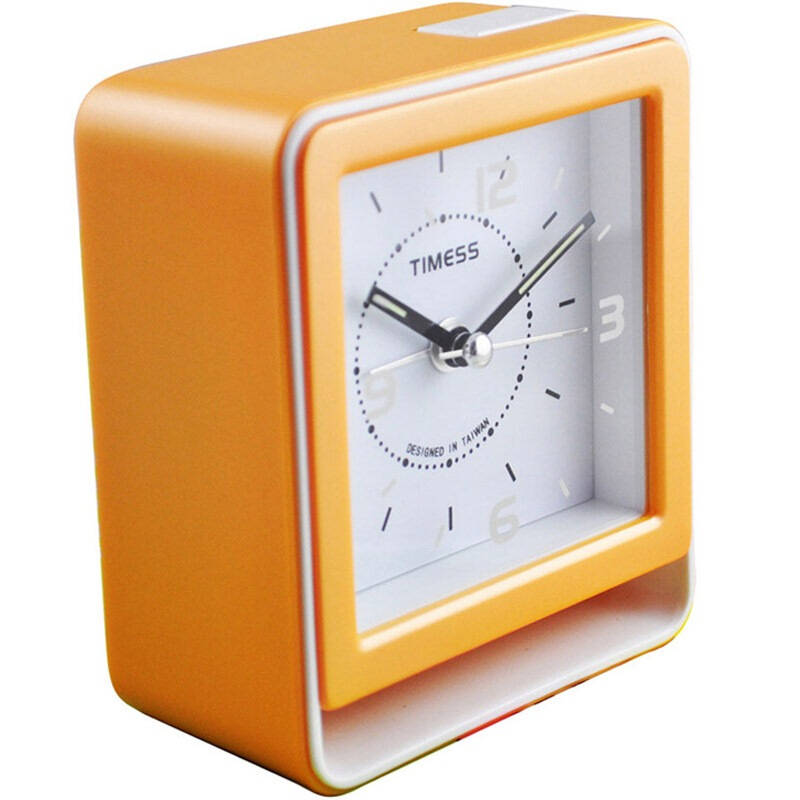 timess闹钟 时尚简约led夜光灯学生静音创意贪睡床头钟表g020橙
