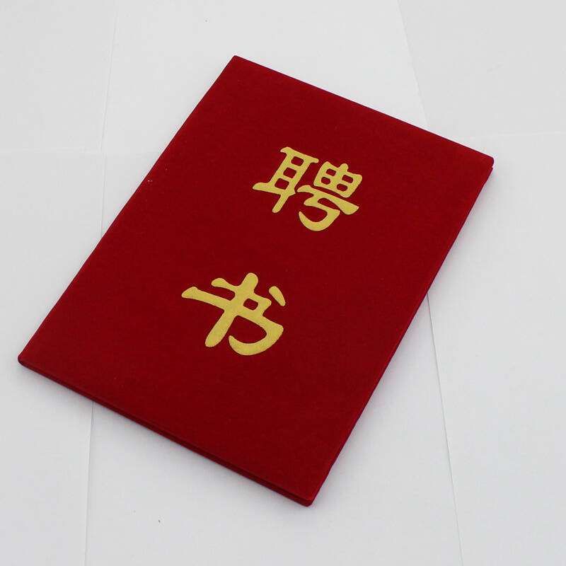 斯图 高档绒面聘书 烫金聘书 任命书 聘任书 带内芯 封皮可印logo 22k
