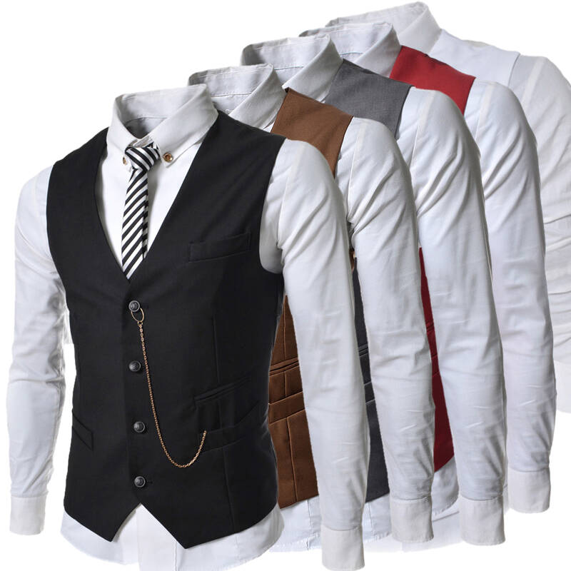 男生马甲背心男装西服马夹 卡其色 xxl