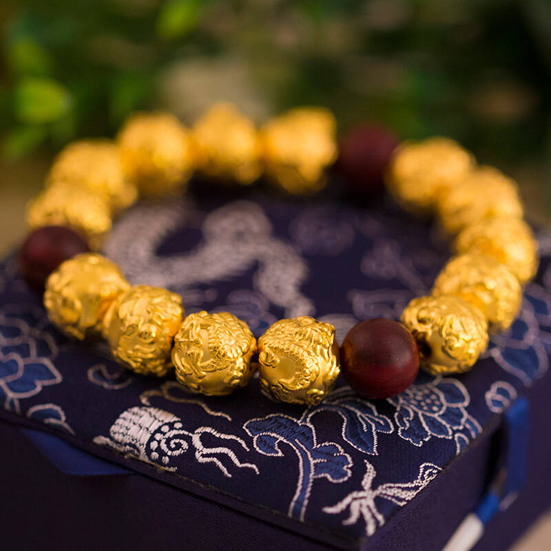 3d硬金999千足金金珠黄金转运珠纯金路路通diy手串男款男士手链龙珠