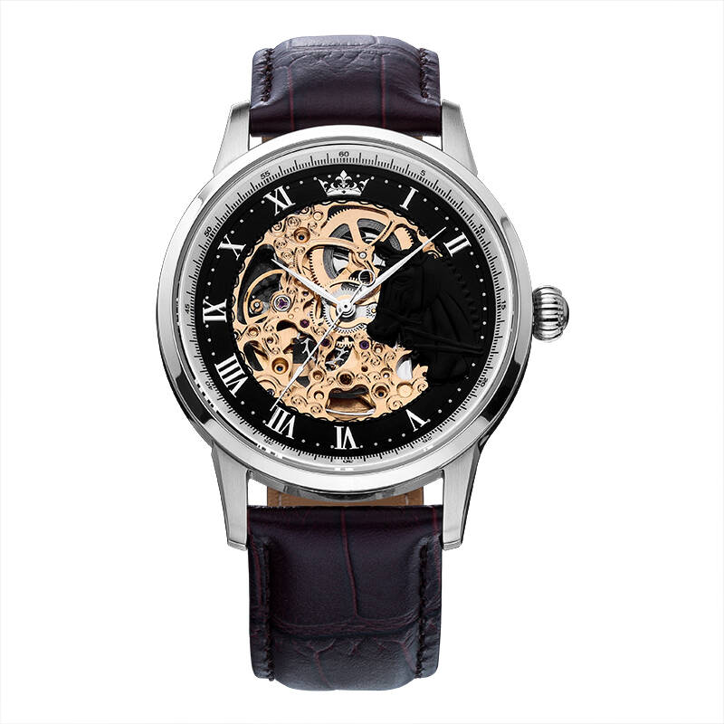 款浮雕马头自动机械手表 男士皮带机械男表91-18387 黑色小马头31004s