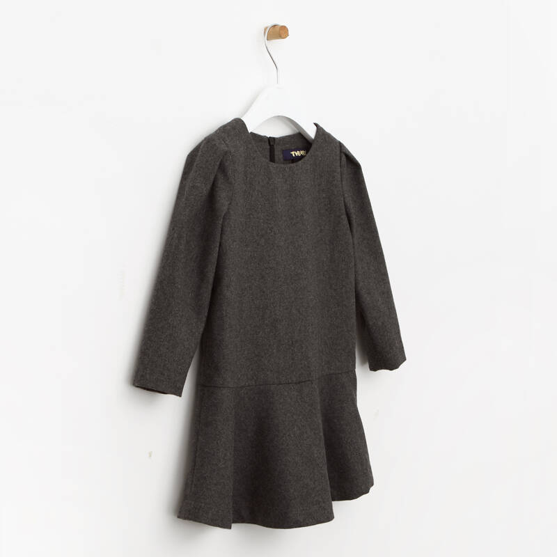 兔贝比2014秋冬新款女童装秋冬羊毛连身裙礼服裙女童公主裙 灰色 160