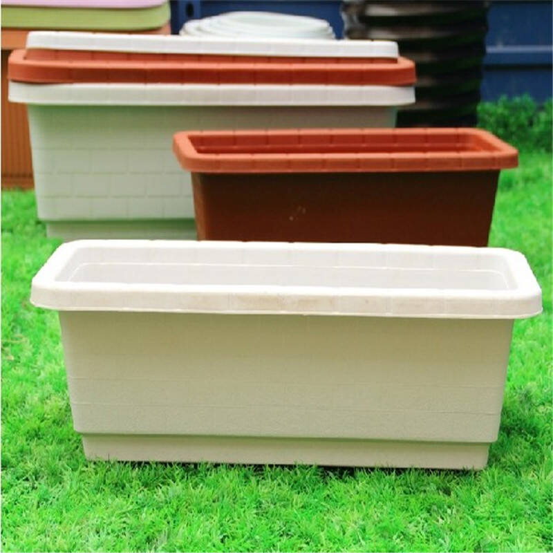 千姿秀 阳台蔬菜瓜果长条花槽长方形树脂塑料大花盆 白色 大号1