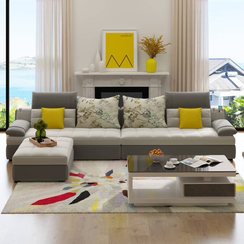 雅琼 沙发 大户型布艺客厅家具 青黛灰 三件套