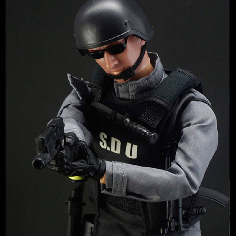 1/6特警兵人模型仿真人偶手办swat 12寸人偶特种部队警察攻击队长光头