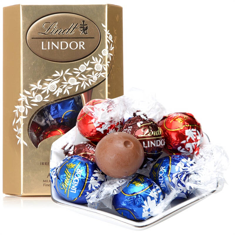 瑞士进口lindt瑞士莲软心精选巧克力10粒装120g 自营