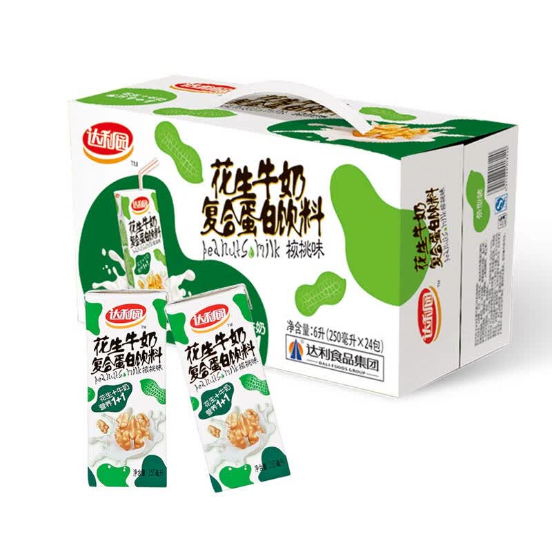 【京东超市】达利园 花生牛奶 复合蛋白饮料 核桃味 250ml*24 整箱(新