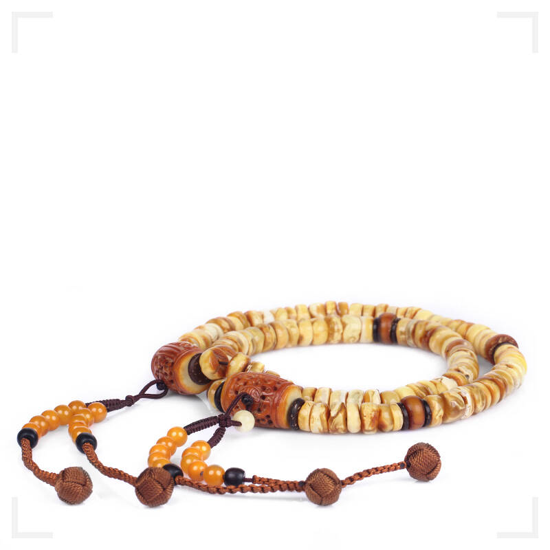 如意藏 唐密双佛头双皮蜜蜡轮珠108颗11mm-11.5mm东密佛珠送证书 t