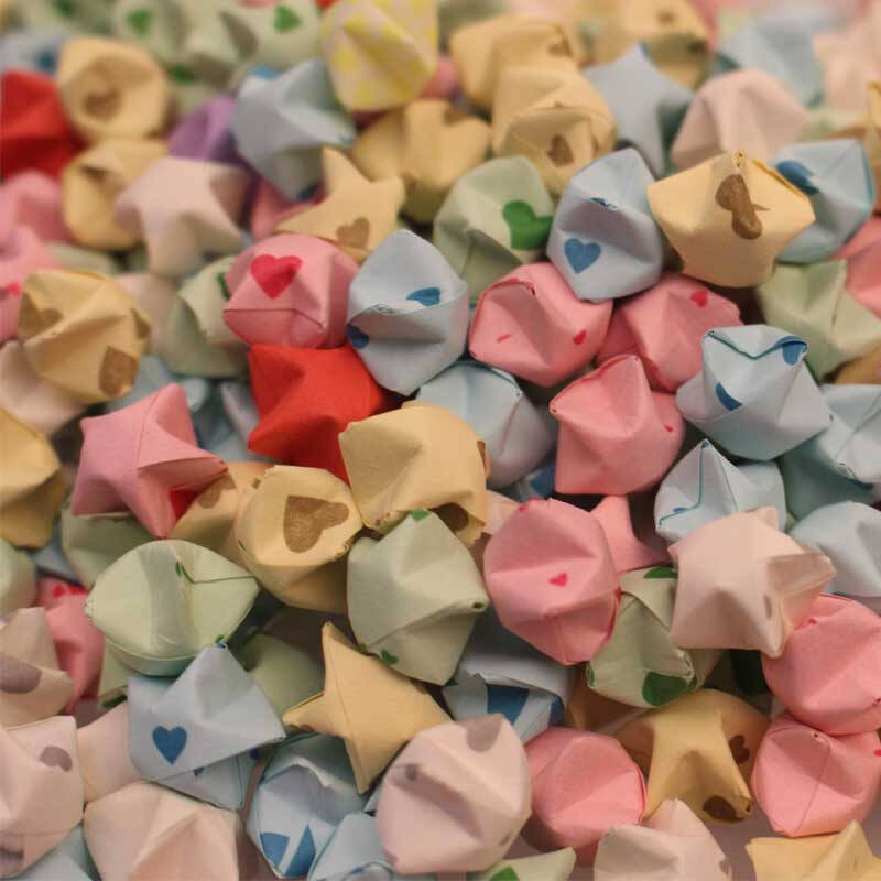 爱惊喜彩色四叶草图案星星折纸成品许愿瓶diy手工生日礼物 单独1000颗