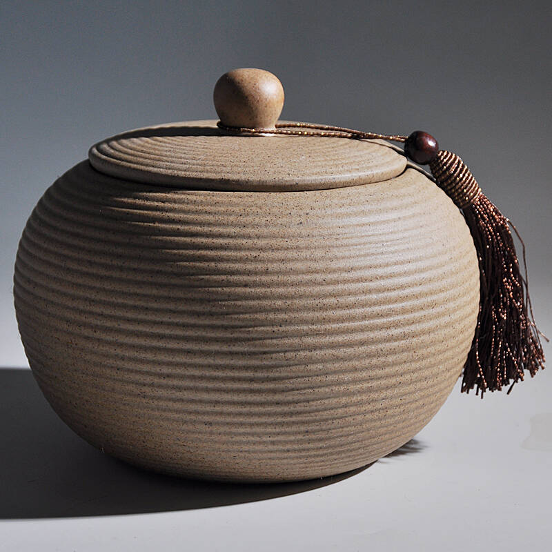 万瓷朝宗 粗陶陶瓷如意普洱茶叶罐密封罐大号陶罐茶罐茶叶盒储存罐