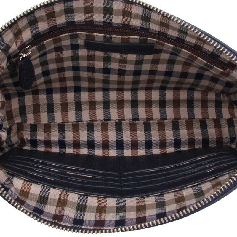 aquascutum 雅格狮丹 男士蓝色牛皮(荔枝纹)手拿包 gh290l-hncm-n1