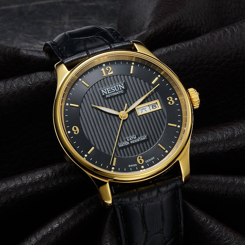 闪购 尼尚全自动机械表 金边黑面