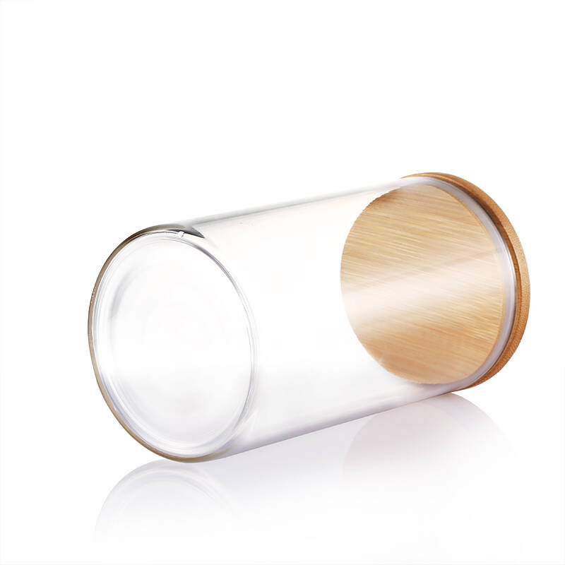 宅宅小物 圆柱形储物罐 高硼硅玻璃密封罐 透明置物架厨房客厅储物