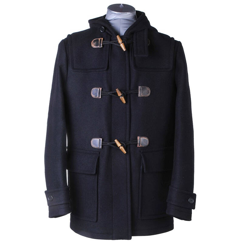 prada 普拉达男士蓝色中长款连帽休闲呢子大衣 秋冬新款呢子外套