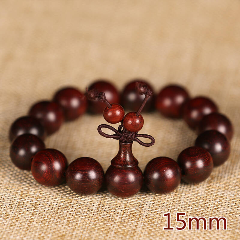 木成 小叶紫檀佛珠常规款带佛塔手串饰品 情侣款天然木饰 15mm 16-17