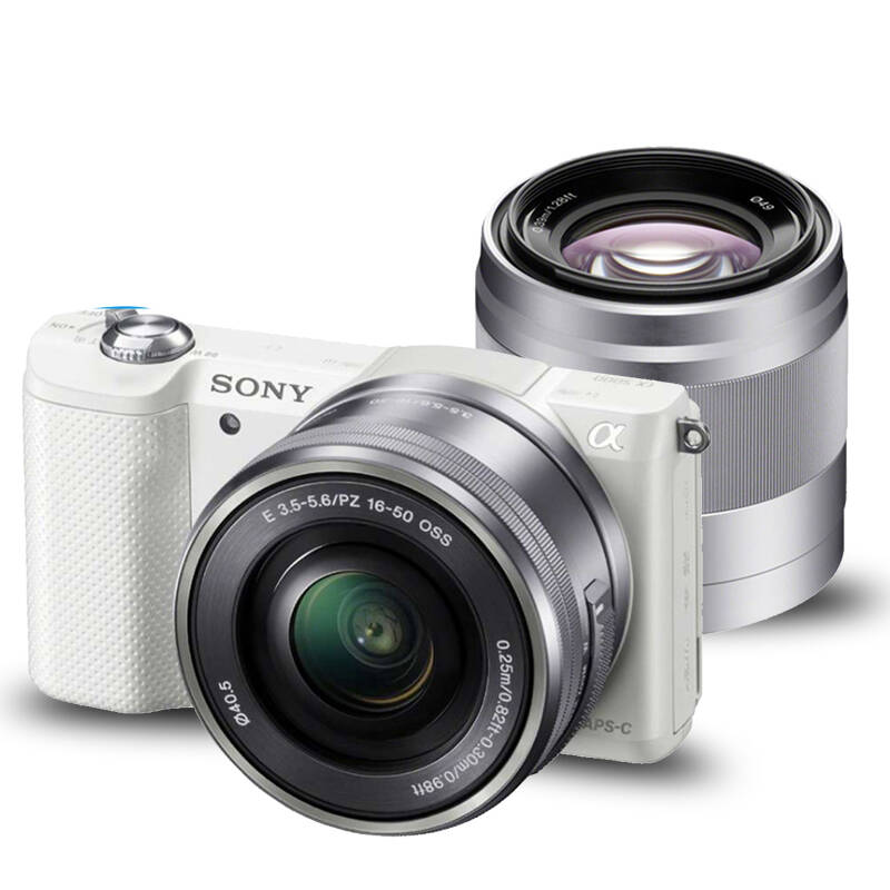 索尼(sony)ilce-5000l/a5000 微单数码相机/单电相机 白色人像双镜