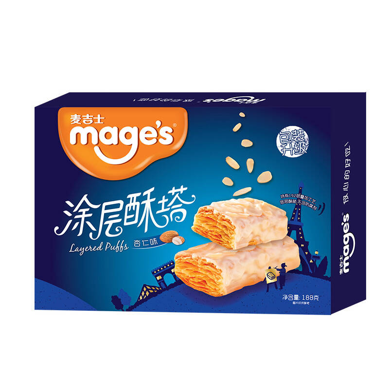 麦吉士 mages 杏仁涂层千层酥塔饼干松塔西式糕点点心休闲零食188g
