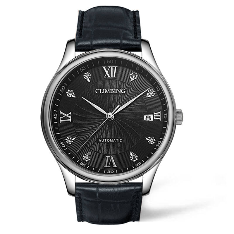 攀登(climbing)镀18k金单日历全自动机械手表 c-6002白表盘38mm计时