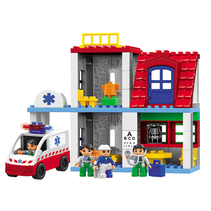 爱玩宝贝 乐高得宝式儿童拼插玩具 塑料益智积木 中心医院 中心医院