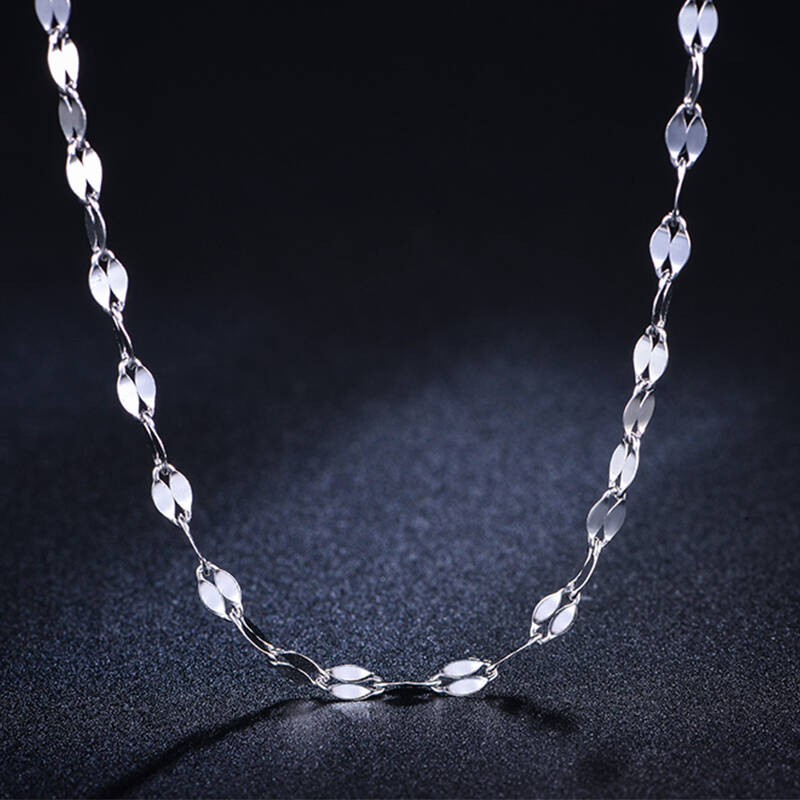 千金一诺 pt950铂金/白金项链 女款 嘴唇锁骨链 2.10-2.20g约43cm