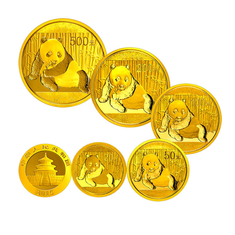 中国金币 河南中钱 2015年熊猫金币套装 金币5枚 999纯金