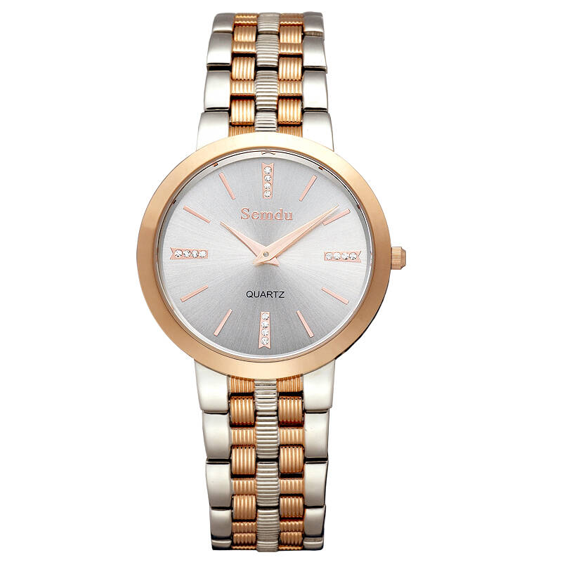 绅度(semdu)手表 正品男士防水超薄腕表 韩版时尚复古精钢表带石英表