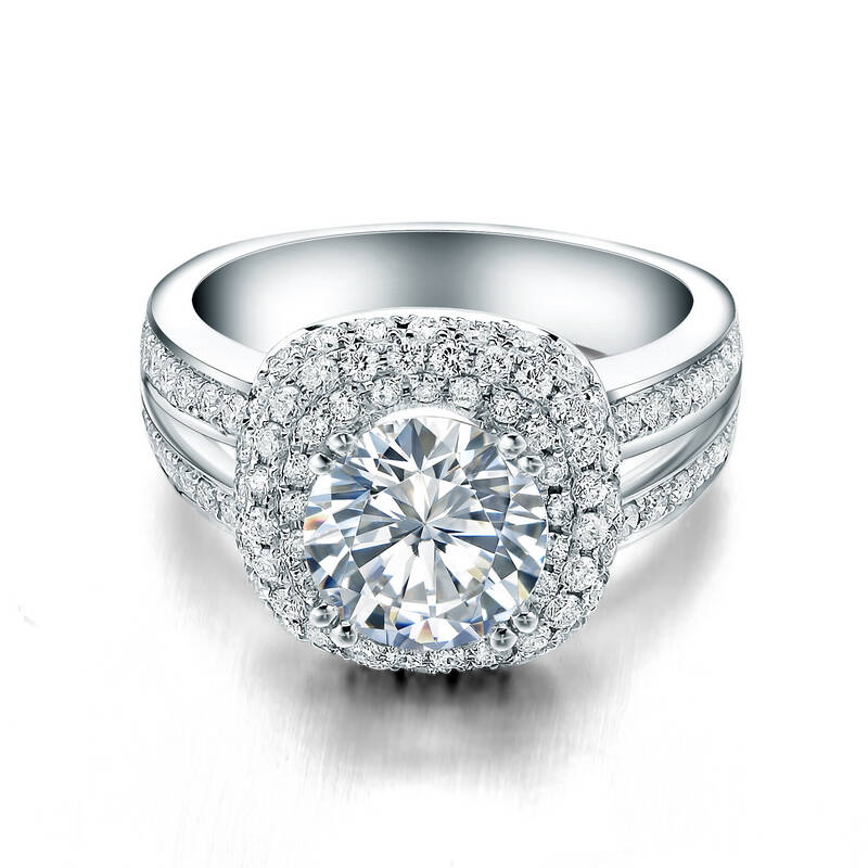 珂兰钻石 钻戒女款180分18k金结婚戒指女款 美宴z 主钻豪华1克拉垫形