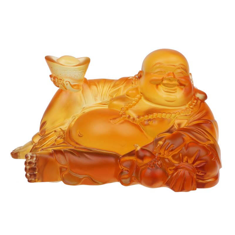 福缘琉璃 古法琉璃摆件 坐拥百财 弥勒佛 佛像摆件 家居摆件 商务礼品