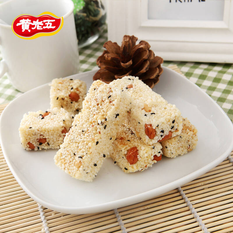 黄老五 休闲零食趣味小吃 米花酥袋装250克 原味