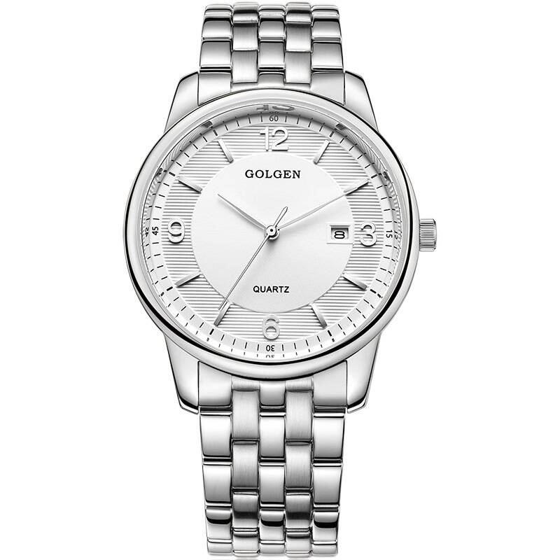 【京东自营】古尊(golgen)手表 商务系列石英男表白色gn.9090m.