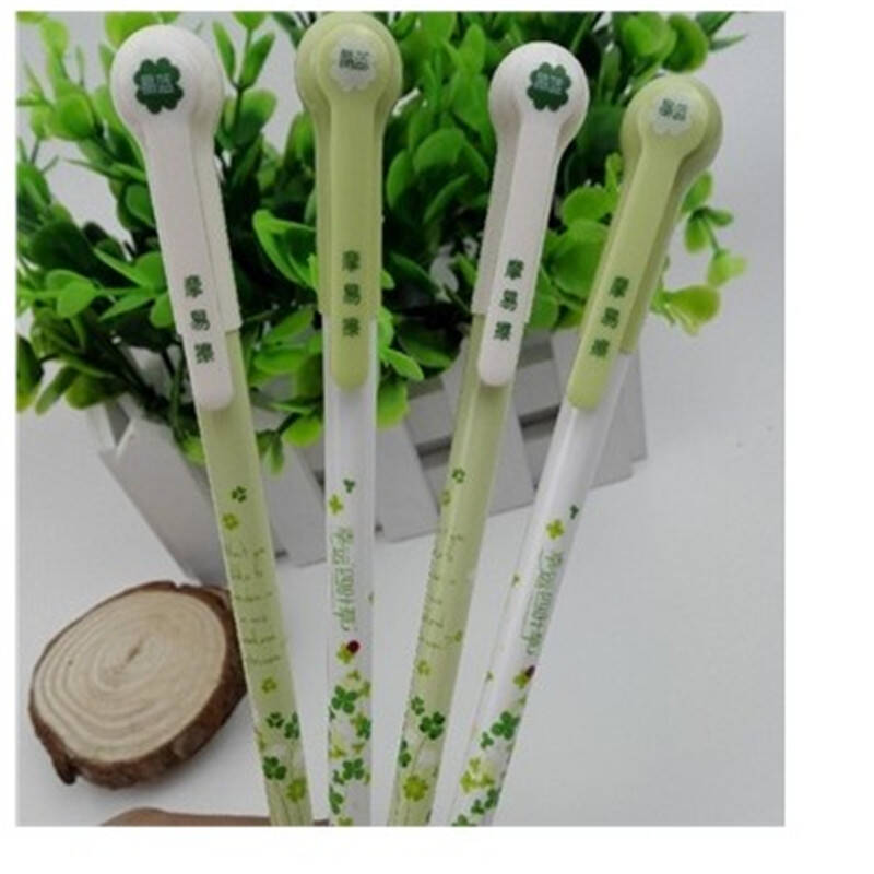 幸运四叶草摩易擦中性笔爱好47700 可擦学生水笔 蓝色一盒12支