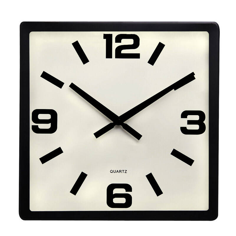 挂钟客厅简约方形艺术静音挂表时尚创意石英钟hw07 黑色a款 - 京东触
