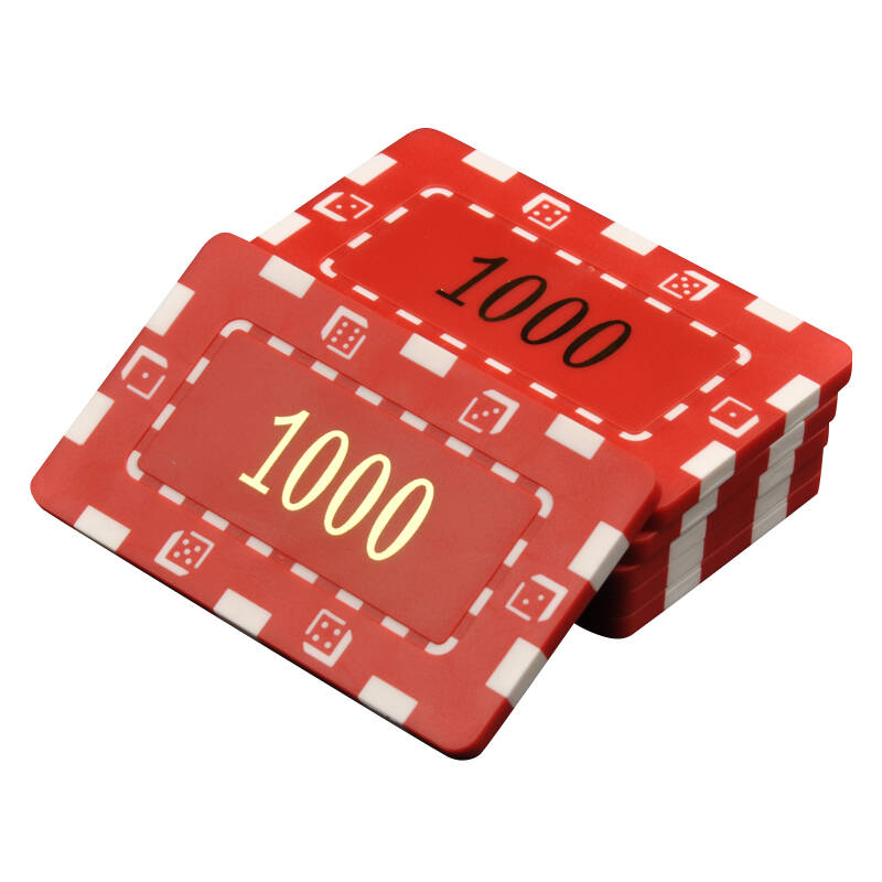 land)abs塑料烫金方形筹码30克棋牌室麻将筹码币gl022 红色1千面值
